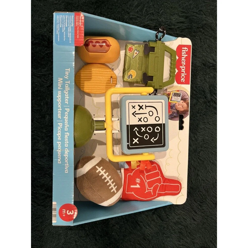 Fisher-Price Baby Toys Mini Me Moments Tiny Tailgater Set, 6 Sports Sensory Toy
